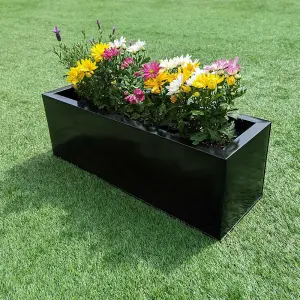 70cm Zinc Platinum Black Window Box Planter