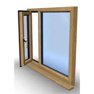 995mm (W) x 1095mm (H) Wooden Stormproof Window - 1/3 Left Opening Window - Toughened Safety Glass