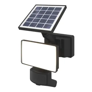 GoodHome Black Solar-powered Cool white Integrated LED Floodlight 400lm