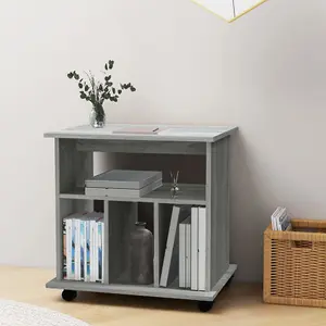 Berkfield Rolling Cabinet Grey Sonoma 60x45x60 cm Engineered Wood