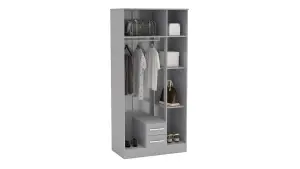 Birlea Lynx 3 Door 2 Drawer Wardrobe With Mirror Grey