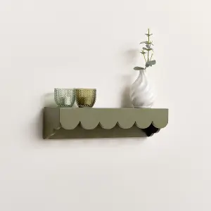 Melody Maison Green Scalloped Wall Storage Shelf - 40cm