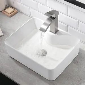 Neche White Rectangle Ceramic Bathroom Vessel Sink - 48.5cm x 37.5cm