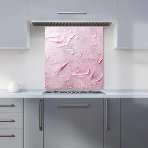 Baby Pink Textured Effect Premium Glass Kitchen Splashback W900mm x H650mm