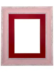 Scandi Distressed Pink Frame with Red Mount for Image Size 12 x 8 Inch