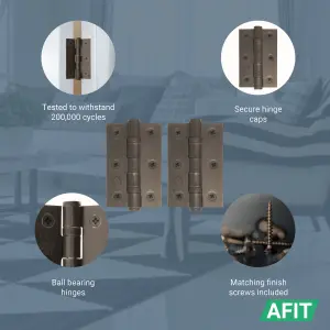 AFIT Dark Bronze Door Hinges - 3 Inch / 76mm  Internal Fire Door Hinges - 3 Pairs