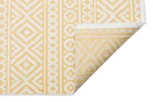 Yellow Outdoor Rug, Geometric Stain-Resistant Rug For Patio Decks, 3mm Modern Outdoor Luxurious Area Rug-190cm X 290cm