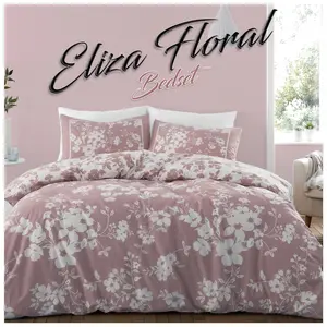 Mancuso Cotton Blend Floral Duvet Cover Set with Pillowcases Pink / Double