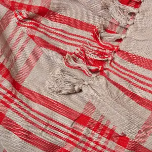 Homescapes Grey & Red Tartan Check Sofa and Bed Throw, 255 x 360 cm