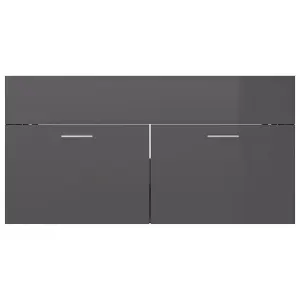 Berkfield Sink Cabinet with Built-in Basin High Gloss Grey Engineered Wood