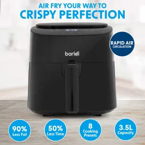 Baridi 3.5L Low Fat Air Fryer Digital Rapid Oil Free Circulation 1300W 8 Presets