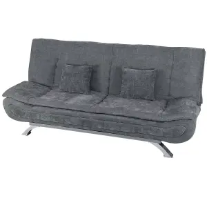 2 Seat Grey Fabric Sofa Bed Loveseat Couch Shell Shaped Recliner Sleeper with 2 Pillows