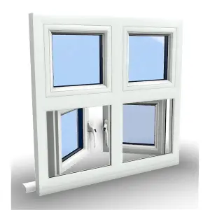 1245mm (W) x 1145mm (H) PVCu Flush Casement Window - 2 Bottom Opening Windows - White Internal & External