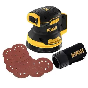 Dewalt DCW210N Cordless Brushless 18v XR Random Orbital Sander 125mm + 10 Sheets