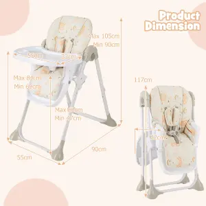 Costway Baby High Chair Convertible Infant Dining Chair with Adjustable Height & Tilting Backrest