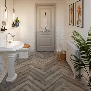 PACK OF 15 (Total 15 Units) - Premium 5mm Thick Antique Oak Herringbone Flooring - 126mm (W) x 630mm (L)