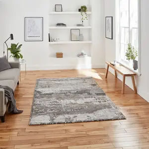 Grey Beige Abstract Modern Easy to clean Rug for Dining Room Bed Room and Living Room-120cm X 170cm