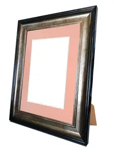 Scandi Black & Gold Frame with Pink Mount for Image Size 10 x 4 Inch