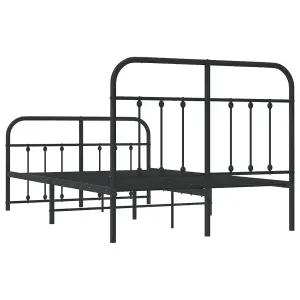 Berkfield Metal Bed Frame with Headboard and Footboard Black 120x190 cm