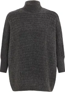 Bonmarche Charcoal Oversized Drop Shoulder Jumper, Size: M