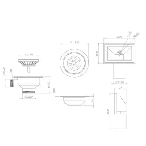 Liquida SW4MB Matt Black Kitchen Sink Basket Strainer Waste With Overflow