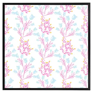 Pink & blue flower design (Picutre Frame) / 24x24" / Oak