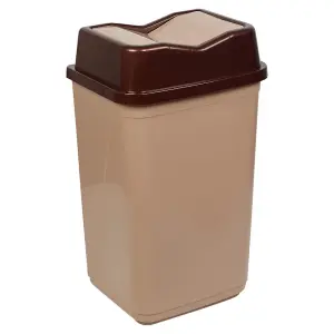 URBNLIVING 50L Cappuccino Colour Plastic Waste Recycling Bin With Butterfly Lid for Kitchen or Office