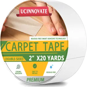 Double Sided Carpet Tape for Area Rugs, Carpets Heavy Duty Sticky Tape 2" x 20 Yards, High Adhesive and Removable