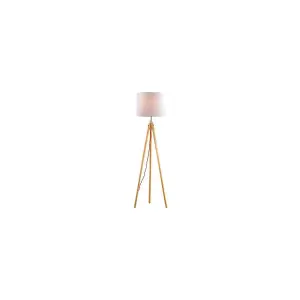 Luminosa York 1 Light Floor Lamp Wood, E27