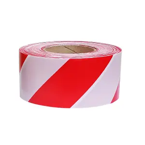 True Products Professional Hazard Barrier Tape 70mm x 500m Red & White - 10 Rolls