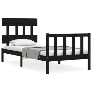 Berkfield Bed Frame with Headboard Black 100x200 cm Solid Wood