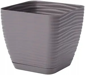 Plant Pot Flowerpot Square Plastic Modern Decorative Small Medium Large Stone 13cm