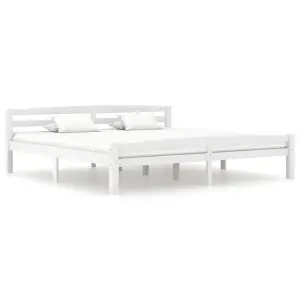 Berkfield Bed Frame White Solid Pinewood 180x200 cm 6FT Super King