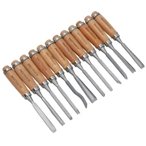 12pc Wood Chisel Heat Treated Carbon Steel Carving Chisels Woodworking