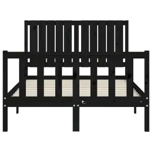 Berkfield Bed Frame with Headboard Black 120x200 cm Solid Wood