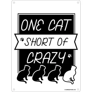 Grindstore One Cat Short Of Crazy Mini Plaque Black/White (One Size)