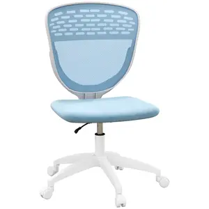 Vinsetto Desk Chair, Height Adjustable Mesh Office Chair with Wheels, Blue