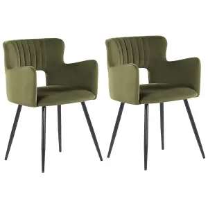 Set of 2 Dining Chairs SANILAC Velvet Olive Green