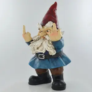 Rude 2 Fingered Gnome Garden Ornament