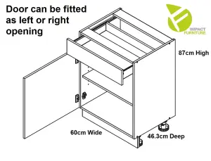 Kitchen Drawer Base Unit 600mm Cabinet Cupboard 60cm Door Light Grey Gloss Star