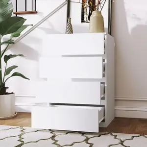 HOMCOM Bedroom Chest of Drawers, 4 Drawers Dresser, Drawer Unit, White