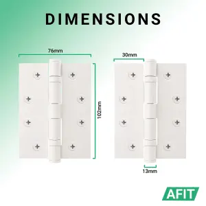 AFIT White Door Hinges - 4 Inch / 102mm  Internal Fire Door Hinges - 15 Pairs