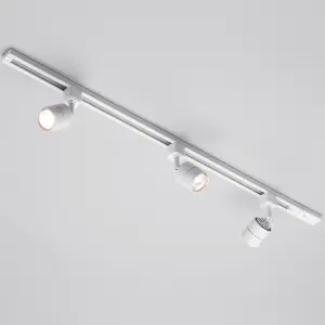 Litecraft Soho White 3 Head 1m Straight Kitchen Ceiling Light with LED Bulbs