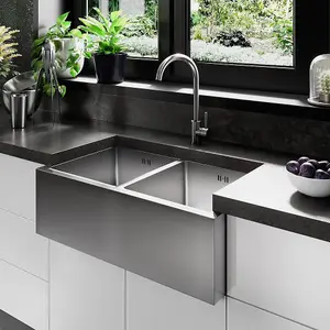 Astini Belfast 800 2.0 Bowl Brushed Stainless Steel Butler Kitchen Sink & Waste