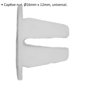 20 PACK White Captive Nut Trim Clip - 16mm x 12mm - Universal Vehicle Fitting