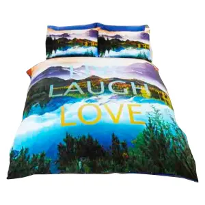 Childrens/Kids Live Laugh Love Duvet Cover Bedding Set Multicoloured (Double)