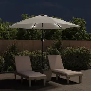 Berkfield LED Cantilever Umbrella 3 m Sand White