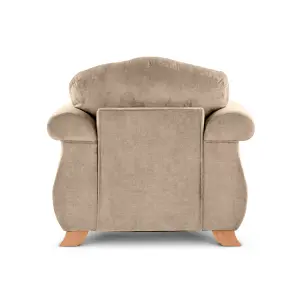 Fairhurst Soft Textured Scroll Arm Mink Fabric Armchair