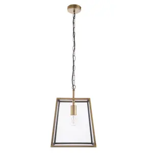 Hinxton Antique Brass with Clear Glass Shade Timeless Style 1 Light Ceiling Pendant