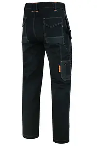 MS9 Men's Work Cargo Trousers Pants Jeans Comes with Multi Functional Pockets T5, Black - 36W/30L